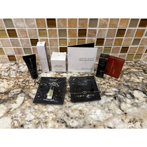 Armani Beauty 9 Pc Sample Lot w/ Crema Nera & Fluid Sheer - Picture 2 of 7